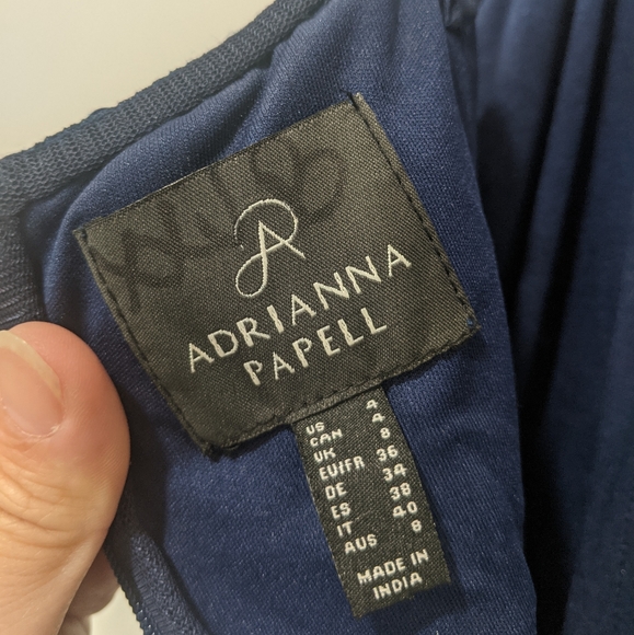 Adrianna Papell Spaghetti Sweetheart Navy Sequin Maxi Dress - Picture 6 of 15